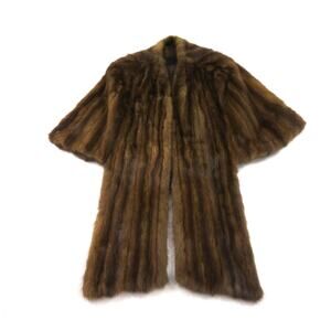 Long Fur Stole Cape Shawl Shoulder Wrap Brown J. Shifang Napa CA Mink?